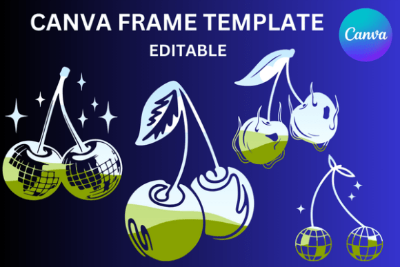 Cherry Disco Canva Frame: Your Instant Retro Party Design