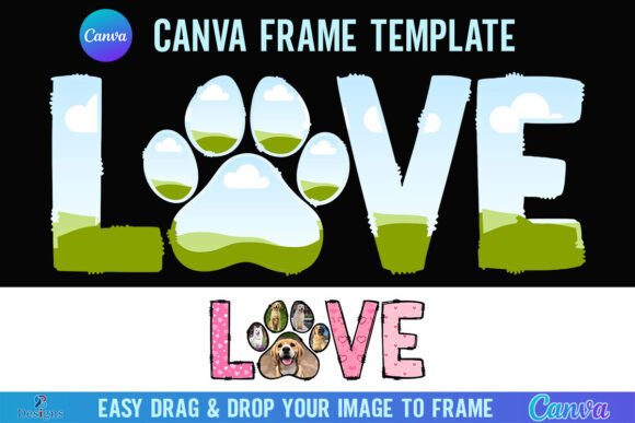 Crafting Playful Designs with Love Dog Canva Frame Cat Dog Paw Print