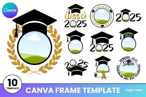 Effortless 2025 Graduation Canva Frames Bundle
