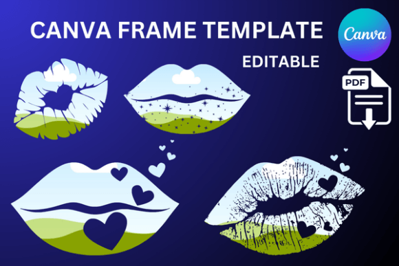 Mouth Kiss Lips Canva Frames: Dynamic Design Templates