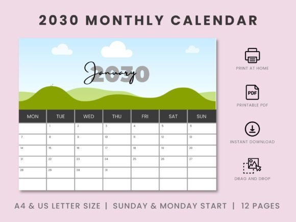 Plan Your Year with the 2030 Monthly Custom Canva Frame Calendar