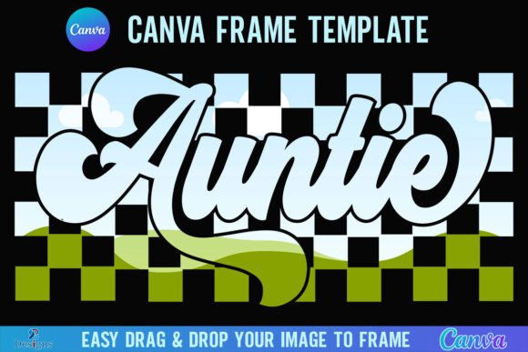 Retro Checkered Auntie Canva Frame: Vintage Charm for Modern Designs