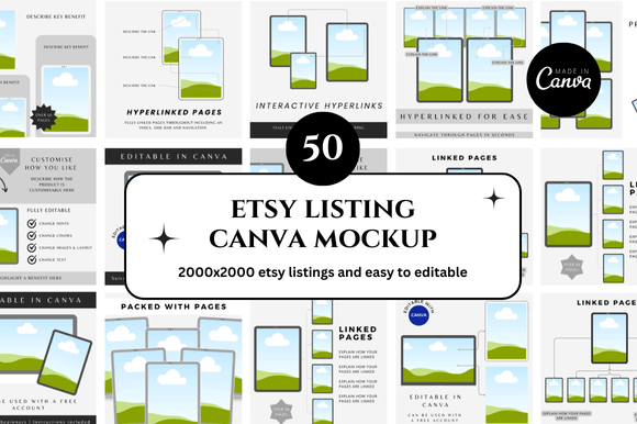 Transform Your Etsy Shop with 50 Canva Mockup Templates