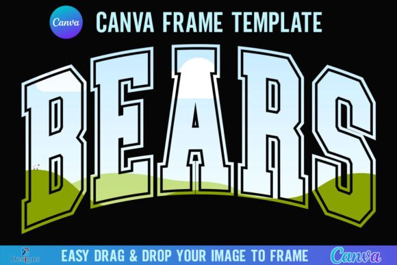 Unleash School Spirit with Bears Canva Frame Varsity Sport Mascot