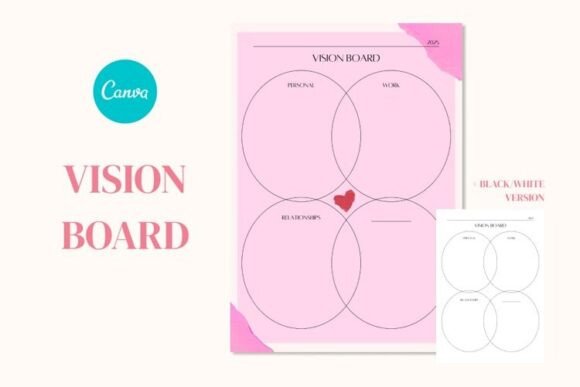 Unlock Your Goals: The Vision Board Planner for Canva